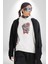 Kırmızı Gözlük Papyon Dinazor Kadın Erkek Beyaz Kapüşonlu Sweatshirt Hoodie 4