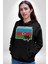 Azerbeycan Bayrak Ülke Kadın Erkek Siyah Kapüşonlu Sweatshirt Hoodie 4
