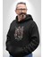 Gitar Kafatası Güller Doğa Uyumu Kadın Erkek  Siyah Kapüşonlu Sweatshirt Hoodie 3