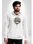 Havalı Pilot Şapkalı Müzik Dinleyen Kedi Kadın Erkek Beyaz Kapüşonlu Sweatshirt Hoodie 2