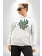 Kaktüs Çita Kadın Erkek Beyaz Kapüşonlu Sweatshirt Hoodie 1