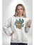 Kaktüs Çita Kadın Erkek Beyaz Kapüşonlu Sweatshirt Hoodie 2