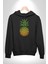 Ananas Meyve Kadın Erkek Siyah Kapüşonlu Sweatshirt Hoodie 5