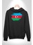 Azerbeycan Bayrağı Kadın Erkek Siyah Kapüşonlu Sweatshirt Hoodie 1