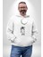 Astronot Ay Balon Kadın Erkek Beyaz Kapüşonlu Sweatshirt Hoodie 4