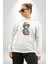 Robot Kız Müzik Kulaklık Şapka Kadın Erkek Beyaz Kapüşonlu Sweatshirt Hoodie 3