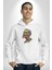 Zombi Kafası Kadın Erkek Beyaz Kapüşonlu Sweatshirt Hoodie 3