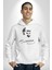 Kemal Atatürk Imza ve Silüet Kadın Erkek Beyaz Kapüşonlu Sweatshirt Hoodie 2