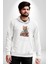Suşi Balık Çiçek Japon Kedi Kadın Erkek Beyaz Kapüşonlu Sweatshirt Hoodie 2