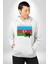 Azerbeycan Bayrak Ülke Kadın Erkek Beyaz Kapüşonlu Sweatshirt Hoodie 4