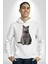 British Shorthair Kedi Kadın Erkek Beyaz Kapüşonlu Sweatshirt Hoodie 3