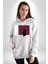 Katar Bayrağı Kadın Erkek Beyaz Kapüşonlu Sweatshirt Hoodie 1