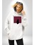 Katar Bayrağı Kadın Erkek Beyaz Kapüşonlu Sweatshirt Hoodie 4