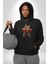 Boks Yapan Kedi Kadın Erkek Siyah Kapüşonlu Sweatshirt Hoodie 1