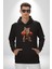 Boks Yapan Kedi Kadın Erkek Siyah Kapüşonlu Sweatshirt Hoodie 2