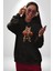 Boks Yapan Kedi Kadın Erkek Siyah Kapüşonlu Sweatshirt Hoodie 3