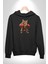 Boks Yapan Kedi Kadın Erkek Siyah Kapüşonlu Sweatshirt Hoodie 5