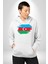 Azerbeycan Bayrağı Kadın Erkek Beyaz Kapüşonlu Sweatshirt Hoodie 5