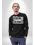 Üzülme Gülümse Yazılı Kadın Erkek Siyah Sweatshirt 2