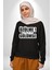 Üzülme Gülümse Yazılı Kadın Erkek Siyah Sweatshirt 5