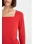 Regular Fit Kare Yaka Basic Düz Fitilli Kaşkorse Uzun Kollu Kırmızı Tişört D7506AX24AU 5