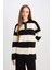 Regular Fit Polo Yaka Düğmeli Çizgili Kazak Tunik D2442AX24WN 4