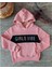 Pembe, Kapüşonlu, Kabartma Yazılı, Şardonlu,kız Çocuk Sweatshirt 1