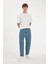 %100 Pamuk Relaxed Slouchy Fit Rahat Kesim Havuç Kalıp Normal Bel Daralan Paça Jean Kar Yıkamalı Pantolon D7562AX24AU 5