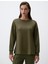 Haki Bisiklet Yaka Uzun Kollu Oversize Sweatshirt 1