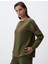 Haki Bisiklet Yaka Uzun Kollu Oversize Sweatshirt 3