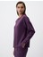 Mor Bisiklet Yaka Uzun Kollu Oversize Sweatshirt 3