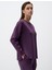 Mor Bisiklet Yaka Uzun Kollu Oversize Sweatshirt 4