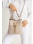 Monogram Baskılı 3 Bölmeli Kadın El & Omuz Çantası ve Cüzdan Kombini 24X23CM MDS20641002 2