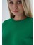 Kadın Yeşil %100 Organik Pamuk Bisiklet Yaka Triko Kazak Bluz TRIST-6101 5