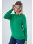Kadın Yeşil %100 Organik Pamuk Bisiklet Yaka Triko Kazak Bluz TRIST-6101 6