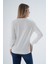 Kadın Ekru %100 Organik Pamuk Bisiklet Yaka Triko Kazak TRIST-6101 4