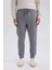 Relax Fit Beli Bağcıklı Lastikli Paça Cepli Basic Düz Kalın Jogger Eşofman Altı U7438AZ24AU 5