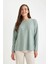 Relax Fit Bisiklet Yaka Fitilli Kaşkorse Yırtmaçlı Basic Düz Sweatshirt B2205AX24AU 3