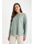 Relax Fit Bisiklet Yaka Fitilli Kaşkorse Yırtmaçlı Basic Düz Sweatshirt B2205AX24AU 4