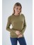 Kadın Olive %100 Organik Pamuk Bisiklet Yaka Triko Kazak TRIST-6101 5