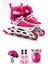 4 Pembe Ayarlanabilir, Full Set ( Kask Dizlik Seti Dahil) Çocuk Başlangıç Pateni Çocuk Pateni Pembe 1