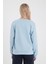 Kadın Bisiklet Yaka Gök Mavisi Logo Baskılı Pamuklu Sweatshirt 4