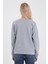 Kadın Bisiklet Yaka Gri Melanj Logo Baskılı Pamuklu Sweatshirt 4