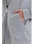 Kadın Grace Gri Melanj Kapüşonlu Fermuarlı Regular Fit Basic Sweatshirt 3