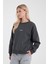 Kadın Cindy Antrasit Logo Baskılı Bisiklet Yaka Şardonlu Sweatshirt 2