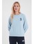Kadın Göğsü Baskılı Gök Mavisi Basic Sweatshirt 1