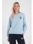 Kadın Göğsü Baskılı Gök Mavisi Basic Sweatshirt 2