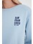 Kadın Göğsü Baskılı Gök Mavisi Basic Sweatshirt 3