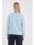 Kadın Göğsü Baskılı Gök Mavisi Basic Sweatshirt 4