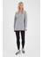 Kadın Bisiklet Yaka Gri Melanj Yanı Yırtmaçlı Regular Fit 3 Iplik Sweatshirt 1